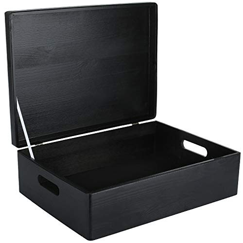 Creative Deco XL Negra Grande Caja Madera Decorativa Almacenaje, con Tapa y  Asas, 40 x 30 x 14 cm (+/-1cm), Cofre para Decorar Regalo Decoupage,  Juguetes, Documentos Reacondicionado