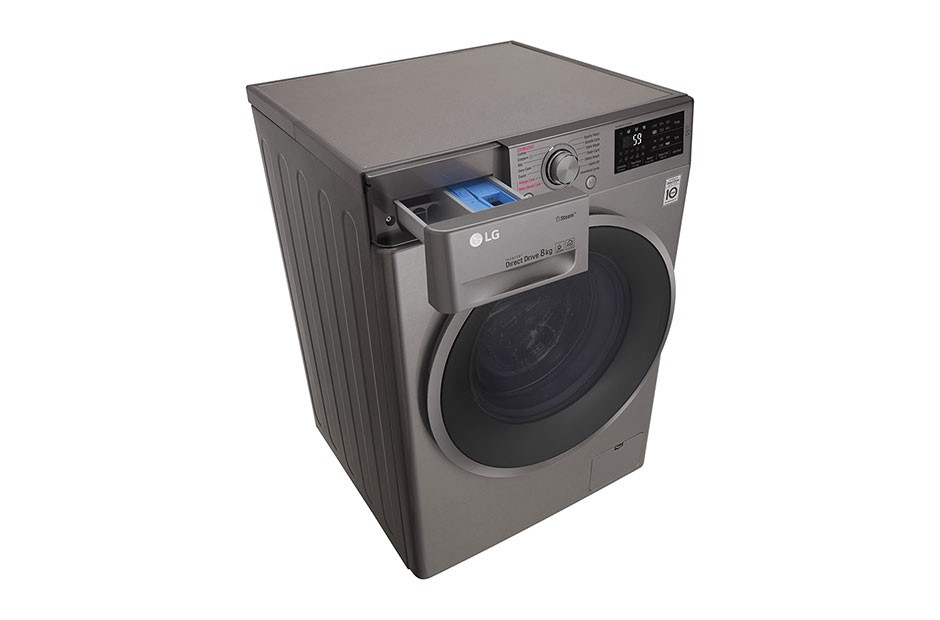 LG F4J6TY8S lavadora Independiente frontal Negro, inoxidable 8 kg 1400 RPM A+++-30%