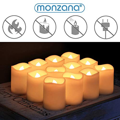 Monzana 12x velas con mando batería 10 modos diferentes y temporizador decoración luminosa interior 4 niveles ajustables 