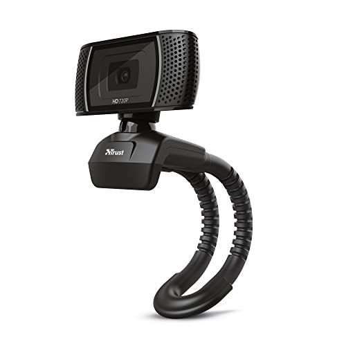 Trust Trino HD Webcam con Microfono, 1280 x 720, Enfoque Fijo, Soporte Universal, USB 2.0, Camara Web soporte Windows, Mac, para Portátil, PC, Ordenador, Videoconferencias - Negro