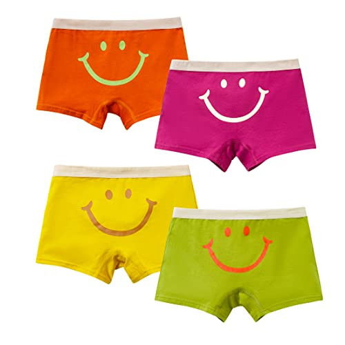 Misense Pack de 4 calzoncillos sonrientes para niños, ropa interior de algodón para niños (10 a años, G807XXL)
