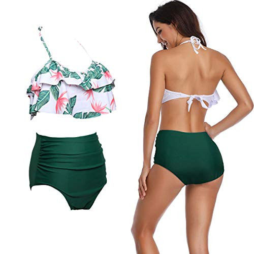 Sykooria Tankinis Mujer Traje de Baño 2 Piezas Conjuntos Tankinis Swimsuit Top Floral Braga Short Conjunto de Bañador Verano para Natación Playa Vacaciones 