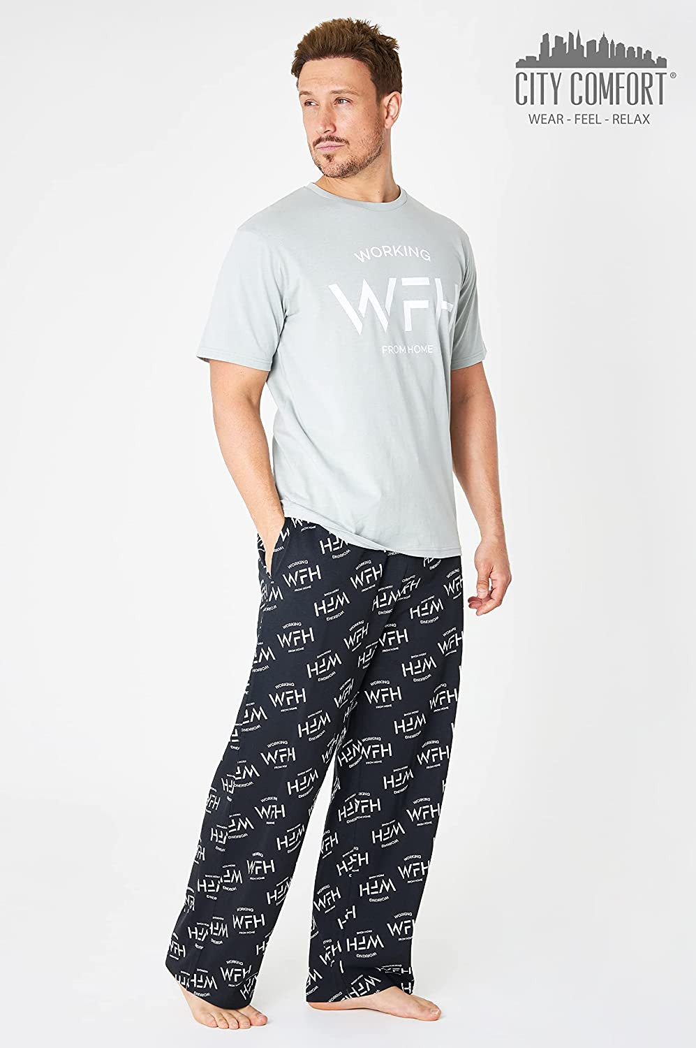 Pijamas para Hombre 100% algodón súper Suave para Hombre, Conjunto de Pijamas para Hombre, Ropa de Dormir, Ropa de Estar, chándal (Gris, 3XL)