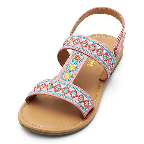 Dream Pairs Sandalia Plana Bohemia Mujer para Verano Zapatos Casuales de Playa Elegantes Sandalias Comodas Transpirables ROSA SDFS2216W-E Talla 39 (EUR)