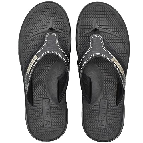Kuailu para Hombre Tela Verano Playa Comodas Sandalias Goma Planas Caminar Adulto Moda Zapatos Cuero Negro 45