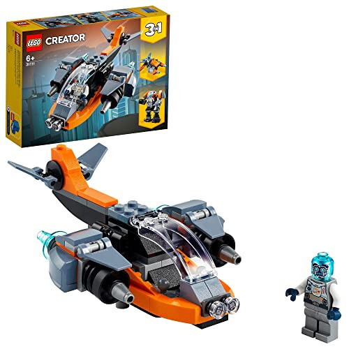 Lego 31111 Creator 3en1 ciberdron cibermech o moto juguete figura robot para niños 6 años embalaje deteriorado juego 3 1 113 piezas convertible cibermoto 31111. ‍6