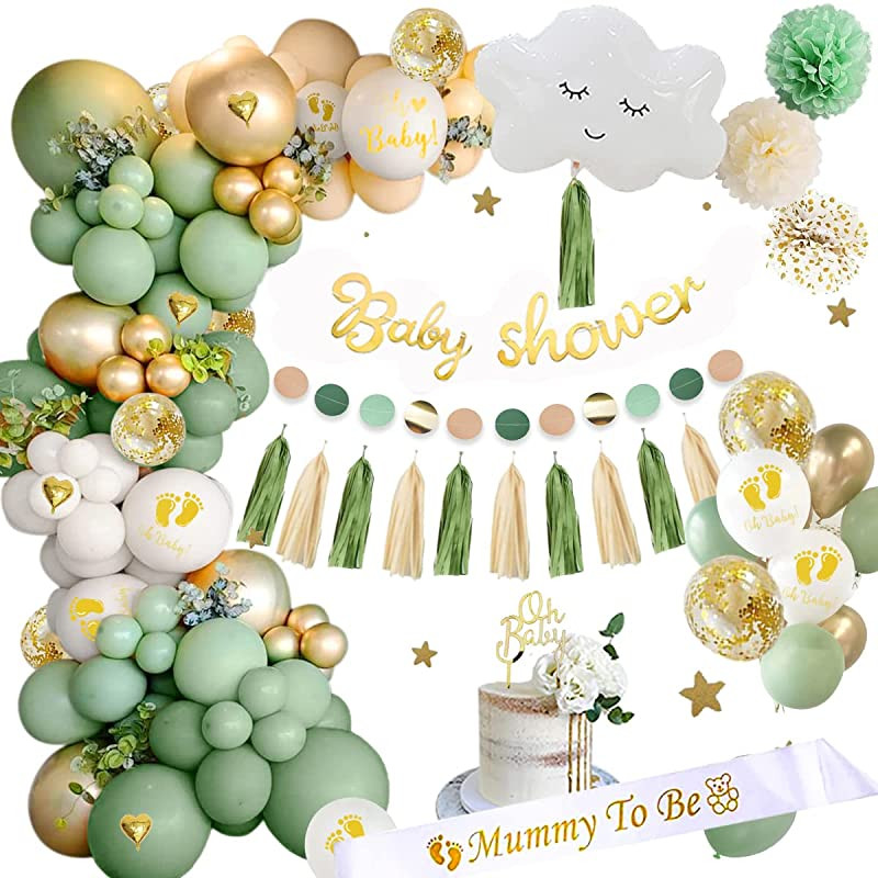 cantidad de ventas Atento Alcalde Baby Shower Niña Niño, Globos Baby Shower Verde Salvia Decoracion Baby  Shower Decoracion Bautizo Color Verde Embalaje Deteriorado