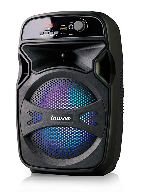 Lauson LLX34 Altavoz Portátil Función de Karaoke, Bluetooth Speaker con Lector USB/SD para MP3, Altavoz Bluetooth con Luces RGB Multicolores, Batería Recargable con 6 hr autonomía, Radio Integrada