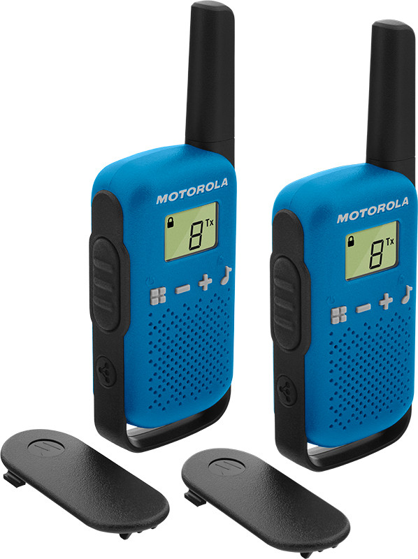 Motorola 59T42 Walkie Talkie Pack 2 Alcance 4 Km - 16 Canales Color Azul Caja Abierta