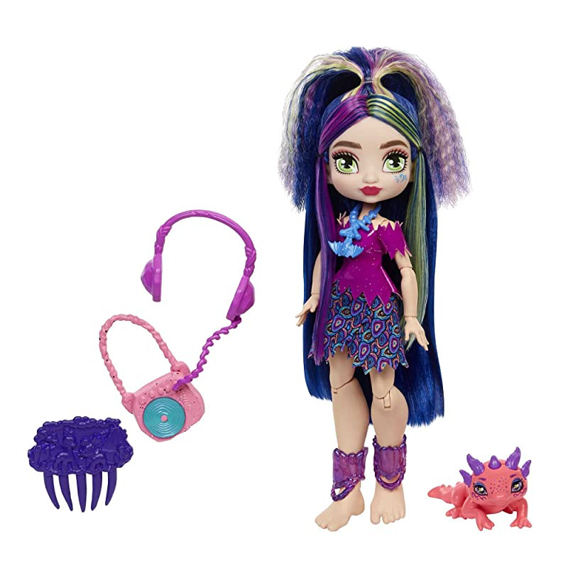 Cave Club Lumina, muñeca con accesorios de juguete para el pelo y de moda, incluye mascota (Mattel GXM14)