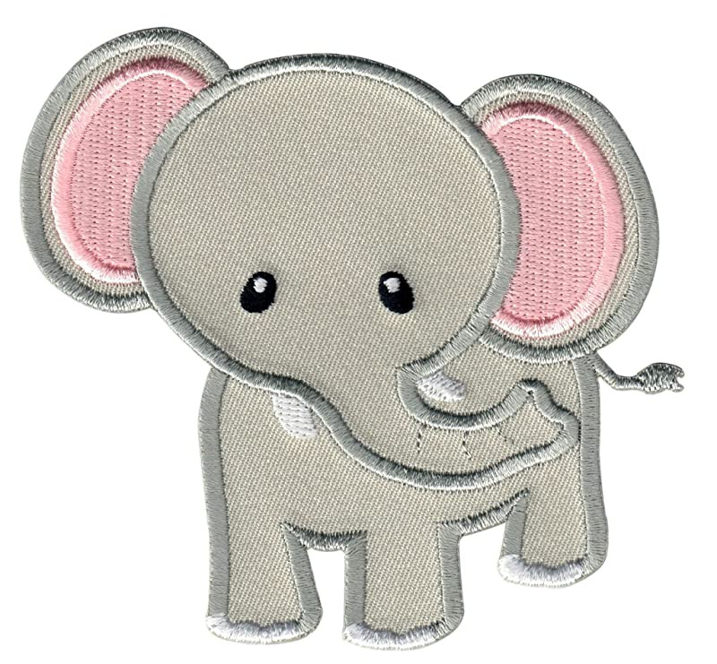 PatchMommy Elefante Parche Bordado para Ropa Parche Termoadhesivo (Rosa Gris) - Parches Infantiles Apliques para Niños Reacondicionado
