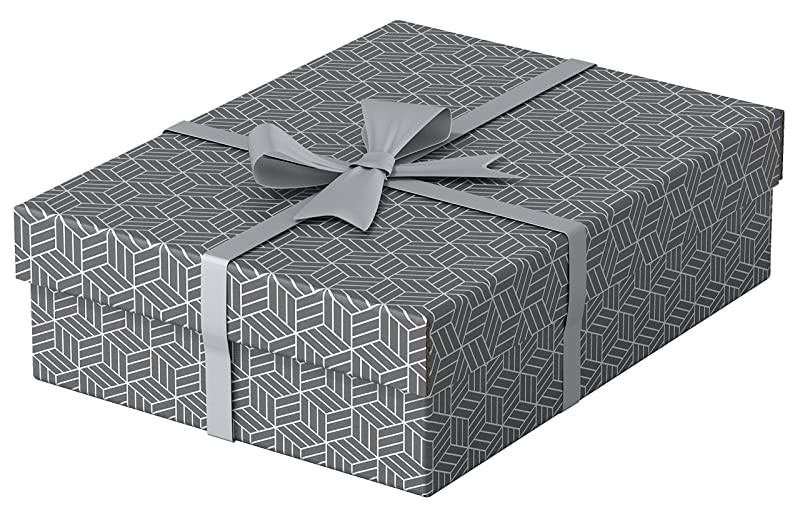 Esselte Caja Mediana de Cartón para Almacenaje y Regalos con Tapa, Pack de 3, Regalos y Organización para la Oficina y Casa, 100% Cartón Reciclado y Reciclable, Diseño Geométrico, Gris, 628285