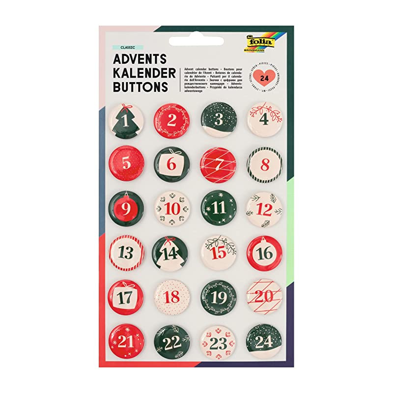 Folia Chapas Calendario adviento para colgar yute 1 24 con pin numerar regalos bolsas color max bringmann kg 1209