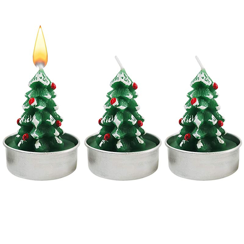 Jiechang Juego de 3 velas para árbol de Navidad, velas decorativas delicadas, velas artificiales hechas a mano para árbol de Navidad, velas delicadas para fiestas, bodas, regalos de spa Embalaje Deteriorado