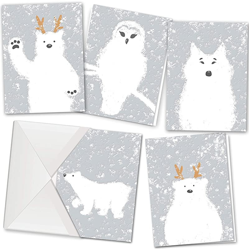 36 Tarjetas Felicitación navideñas en 5 diseños blancos con sobres para la temporada lindas