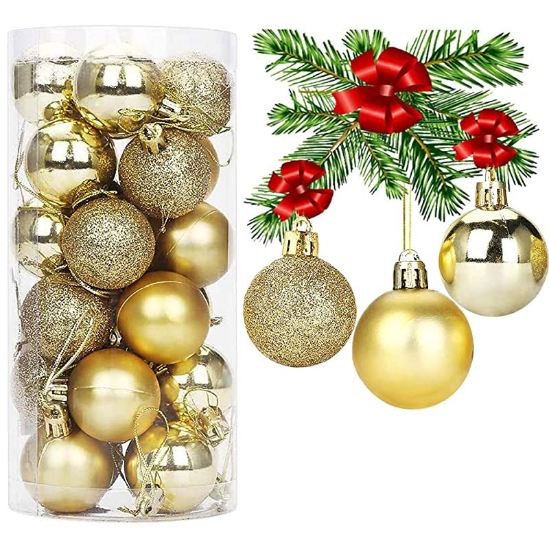 Rsvom 24 Bolas navidad para decoraciones 6 cm doradas irrompibles grandes adornos vacaciones año nuevo fiesta