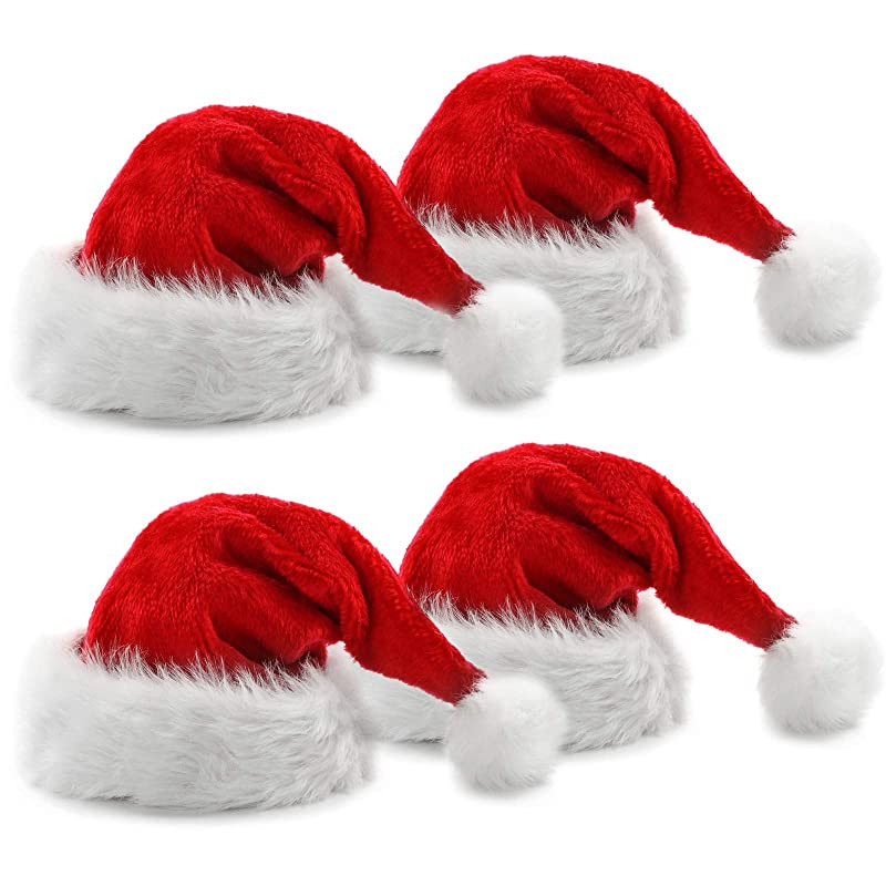 Yisscen Felpa Gorro santa sombrero papá noel para adultos hombres mujeres decoración navideña fiesta cumpleaños 1piezas embalaje deteriorado peluche accesorio rojo todos los talla