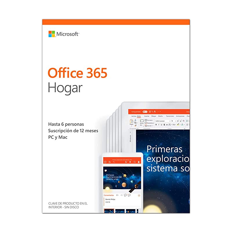 Microsoft Office 365 Hogar - Software para PC y Mac, Hasta 6 Usarios,  Suscripción 1 Año