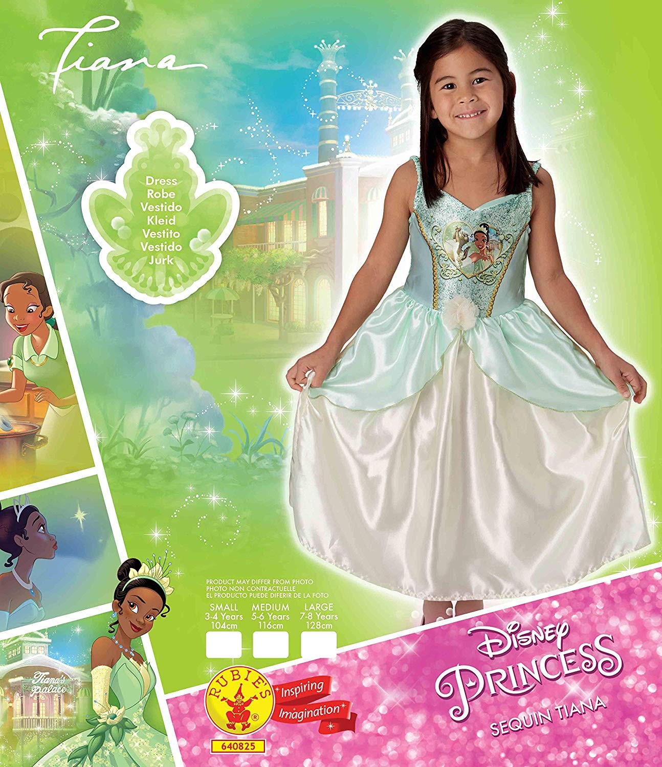 editorial granja Escupir Rubies 640825M Disfraz Princesa Disney Tiana, tamaño pequeño, 5 - 6 años