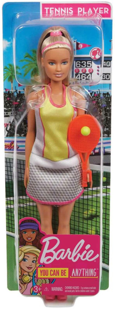 Barbie Quiero Ser Tenista con Raqueta y Pelota de Juguete Mattel Gjl65 Muñeca  Jugadora de Tenis 