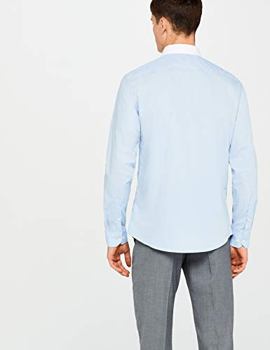 Label: S Marca Mehrfarbig Hem /& Seam Slim Fit Contrast Collar Camisa de Oficina para Hombre Contrast Blue With White 38 cm