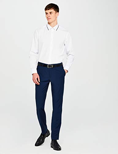 Marca White With Black Mehrfarbig Camisa de Oficina para Hombre 42 cm Hem & Seam Regular Fit Contrast Piping Label: XL 