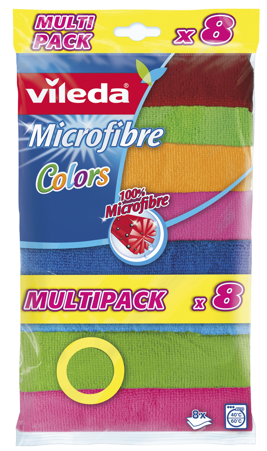 Vileda Colors Pack de 8 Bayetas de Microfibra