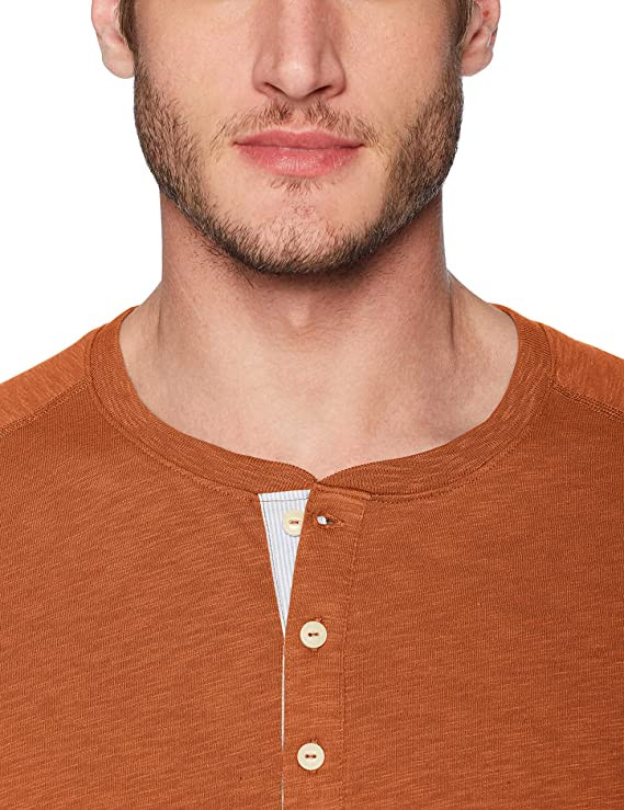 Marca ligera para hombre Goodthreads Camiseta estilo Henley de algod/ón flameado de manga corta