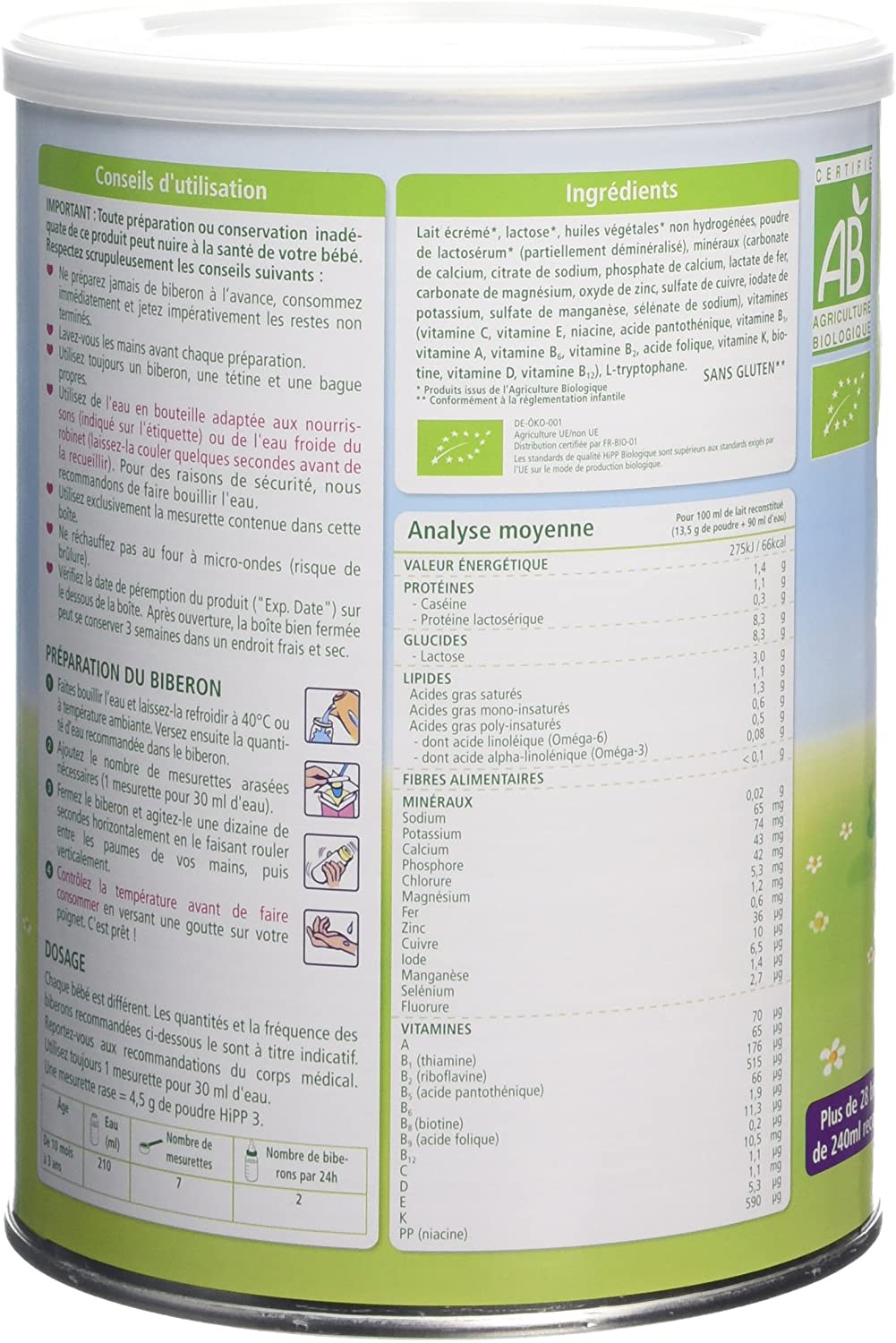 Hipp Biologique Lait 3 Croissance Des 10 Mois 3 Boites De 900 G C 27 07 21