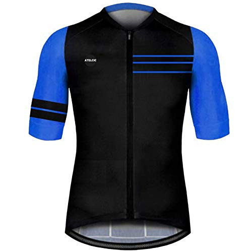 Atelcic Maillot para Ciclismo MTB Spinning Hombre Mujer (Azul - Negro, M)