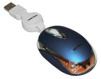 UNYKAch 20225 Mini ratón (USB, Cable retráctil) Color Azul