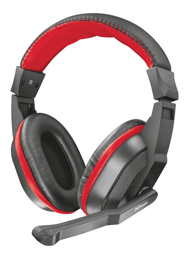 Trust Auriculares para juegos Ziva Over-Ear con micrófono retráctil, negro   rojo Embalaje Deteriorado