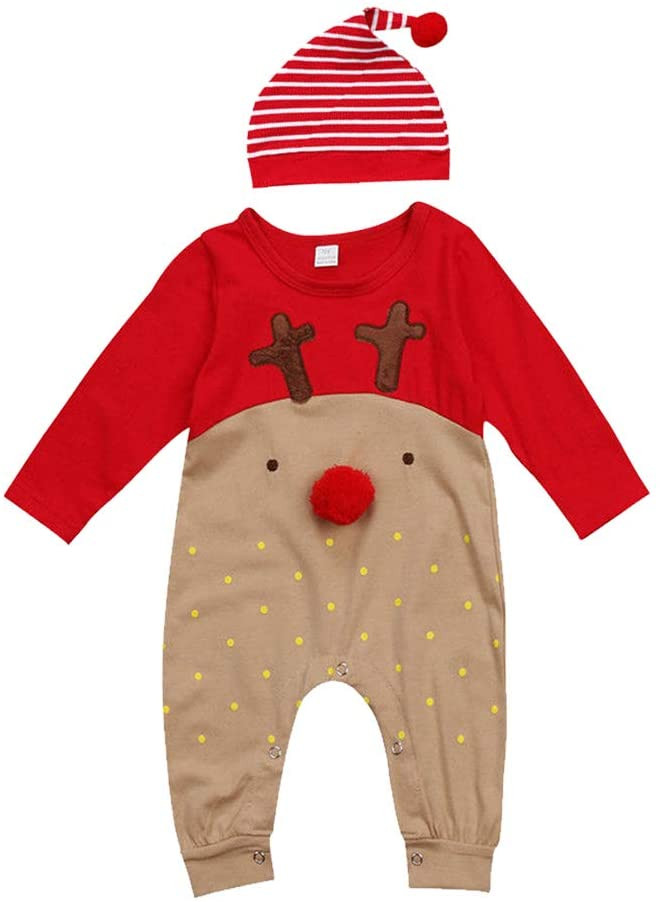 Verve Jelly ropa de Navidad ciervo Navidad conjunto de pijamas bebés manga larga recién nacido niñas mono a rayas mameluco niños 