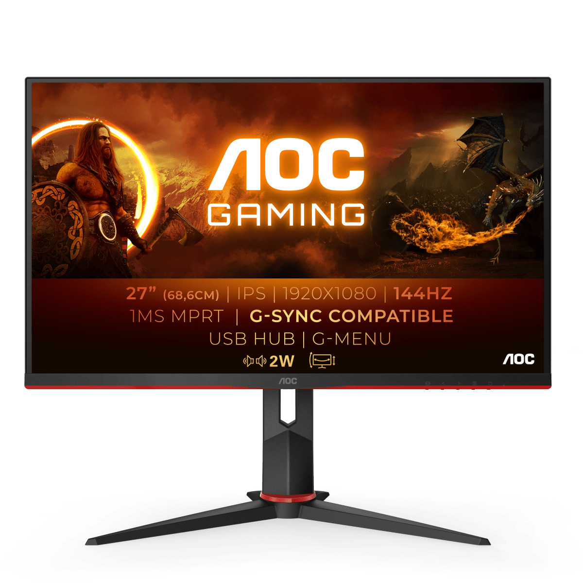 AOC Gaming 27G2U 27 FHD IPS 1ms 144Hz FreeSync (Píxel en pantalla, Polvo en pantalla) Reacondicionado