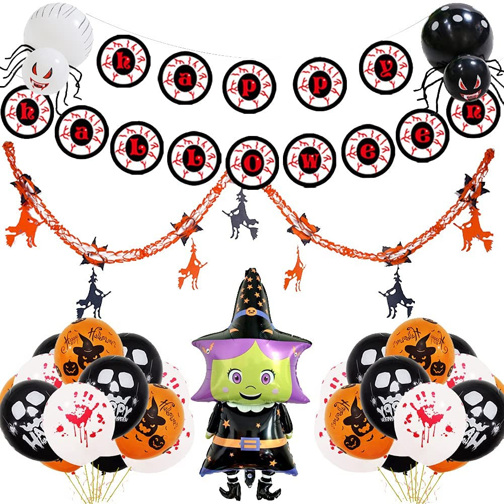 Topjess Juego de decoración de Halloween, globos de decoración para Halloween, decoración y accesorios fiestas espeluznantes y jardines