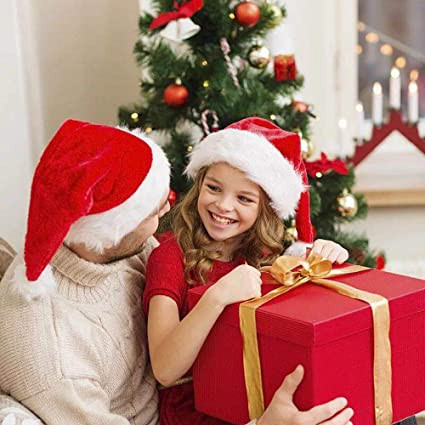 Sombrero de Santa,Gorro Navideño,Gorros de Papá Noel para Niños Adultos Disfraces de Navidad Decoración 