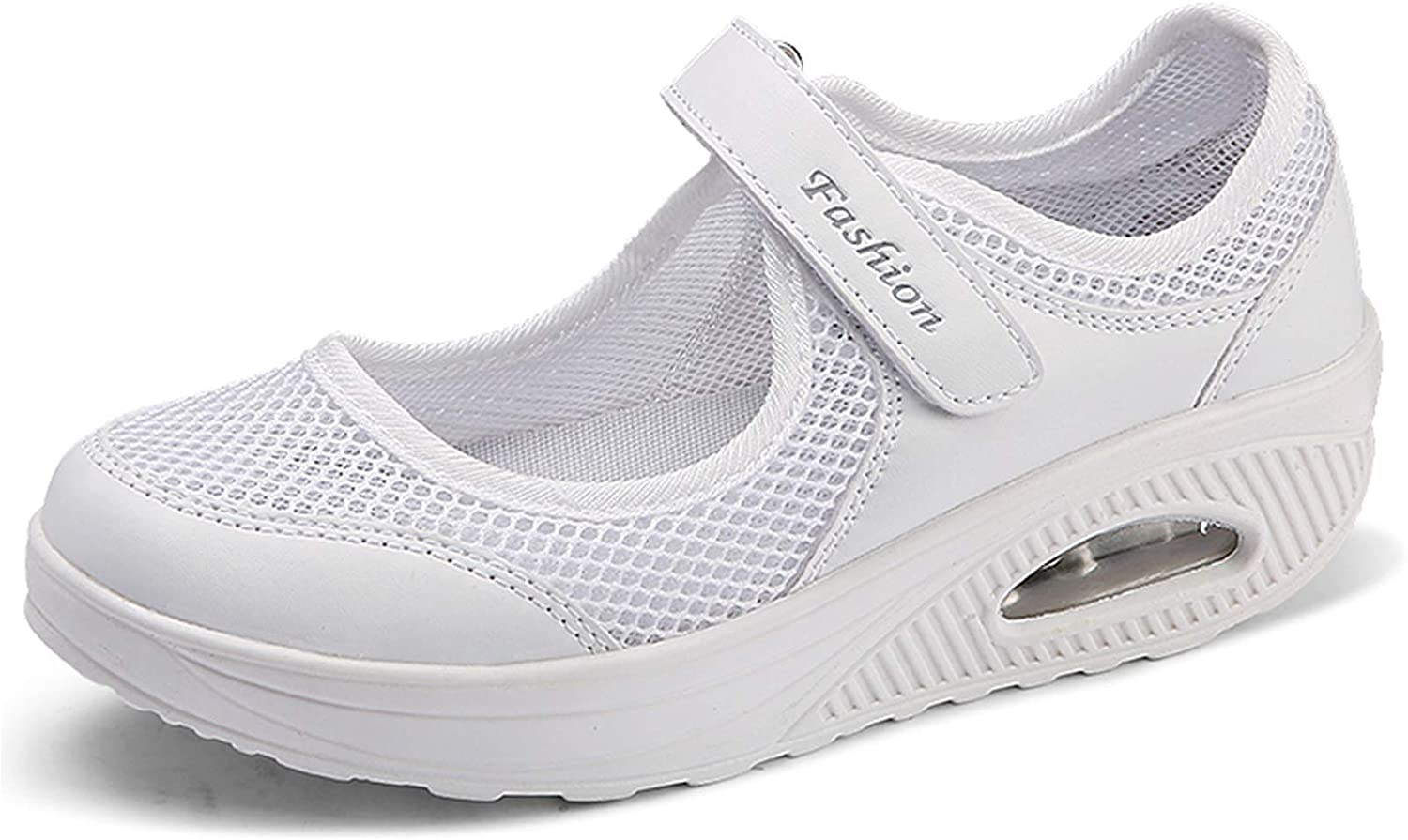 1-blanco 41 EU Hishoes Sandalias para Mujer Malla Merceditas Plataforma Ligero Zapatillas Sneaker Mary Jane Casual Zapatos de Deporte Mocasines Verano 