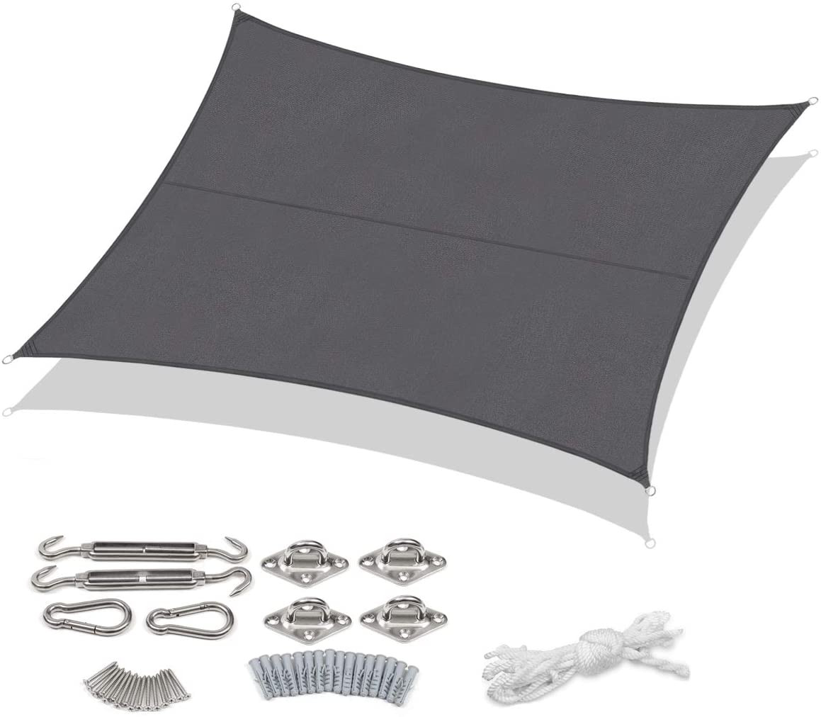 Sekey Toldo Vela de Sombra Cuadrada Protección Rayos UV Resistente Impermeable para Patio Exteriores Jardín y Kit de Montaje Antracita 3×3m