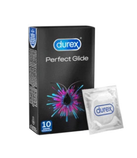 Durex Perfect Glide - Preservativos extra húmedos y gruesos, 10 unidades