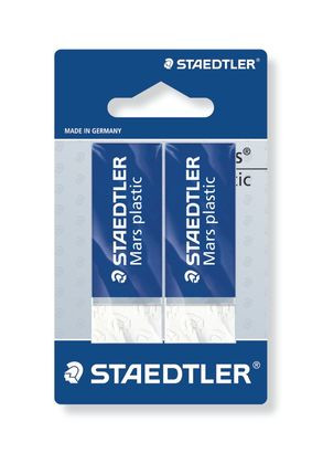 Staedtler Soft 526 50 BK2D. Gomas de borrar de color blanco. Blíster con dos unidades.