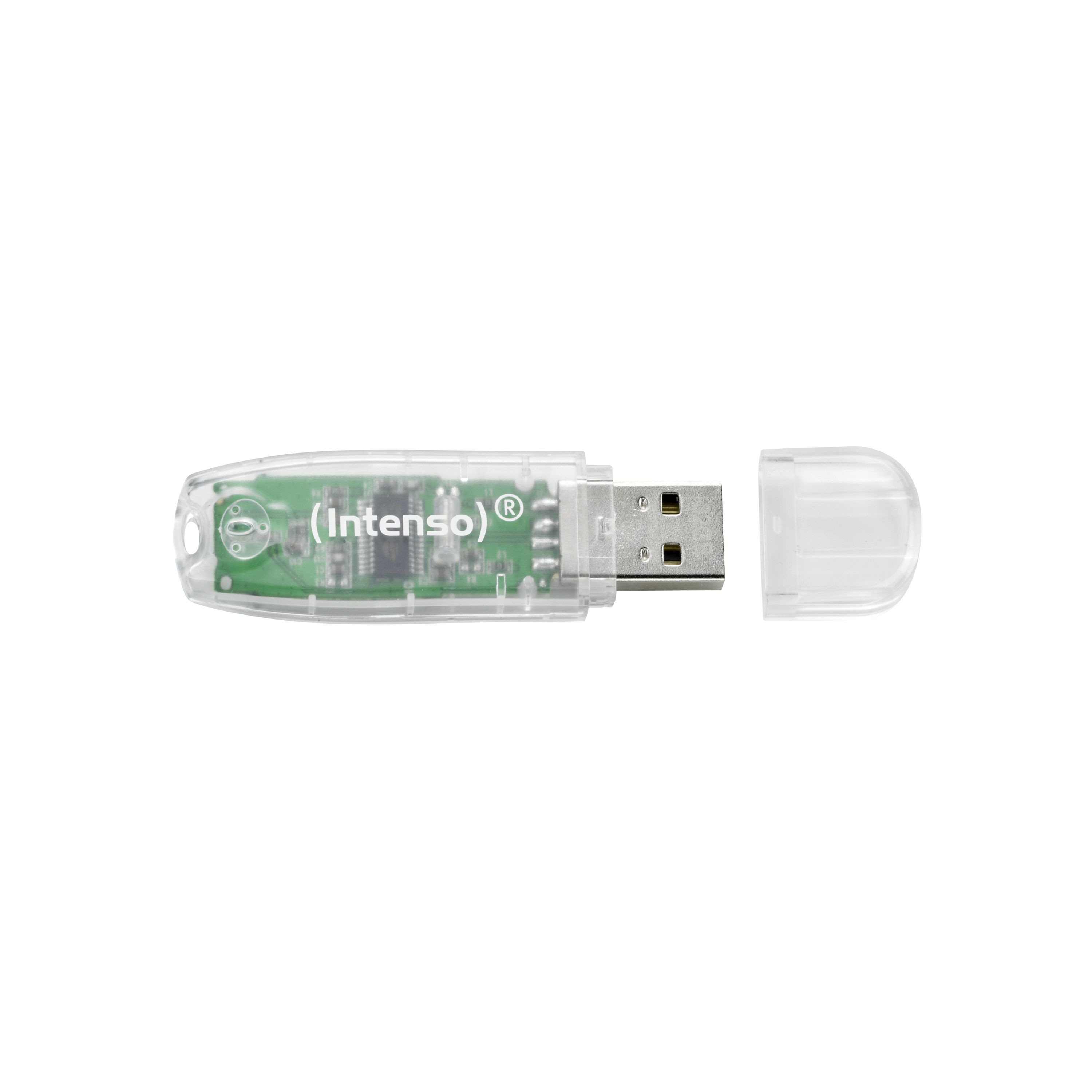 Intenso Rainbow Line - Memoria USB 2.0 de 32 GB (28 MB s, Tapa), Transparente