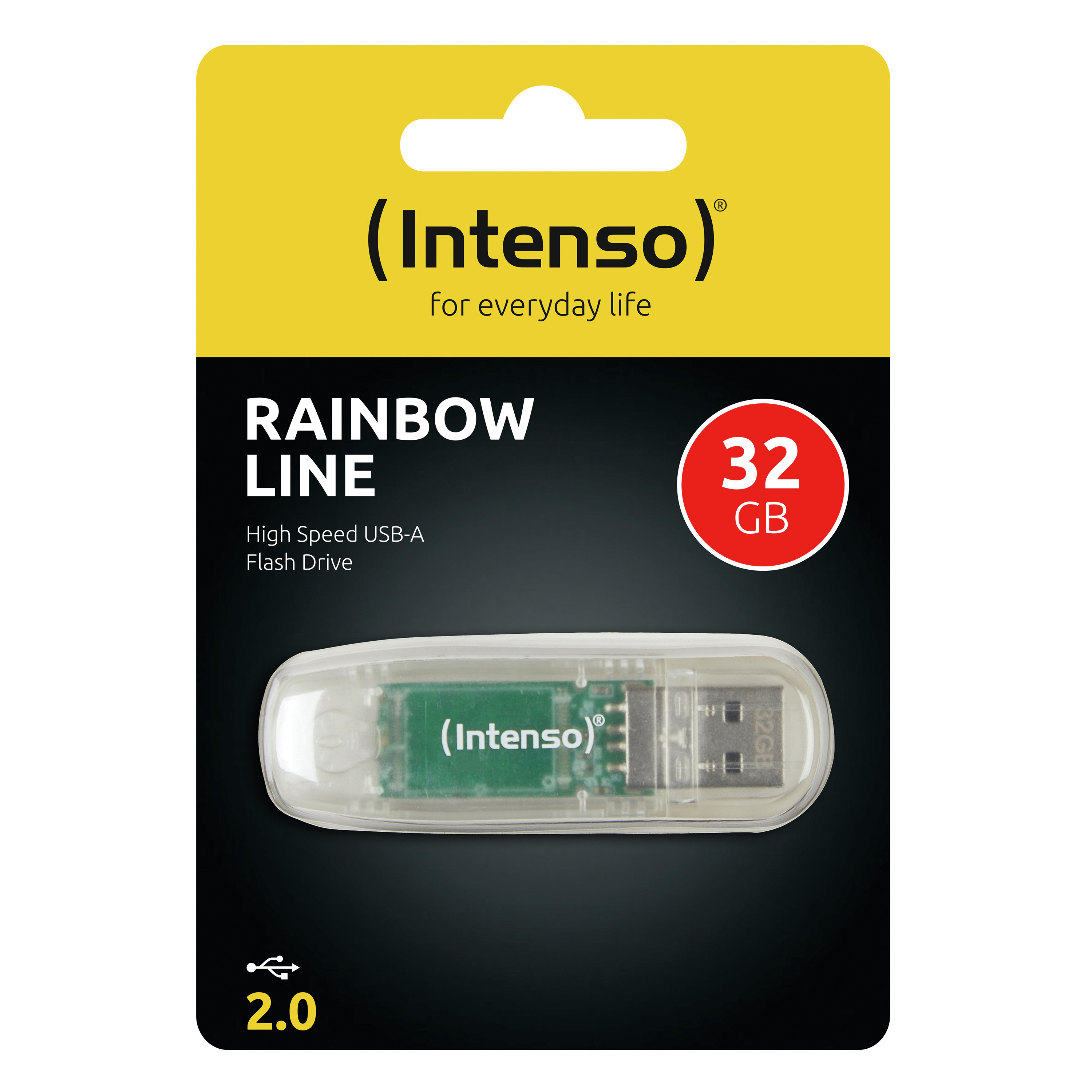 Intenso Rainbow Line - Memoria USB 2.0 de 32 GB (28 MB s, Tapa), Transparente