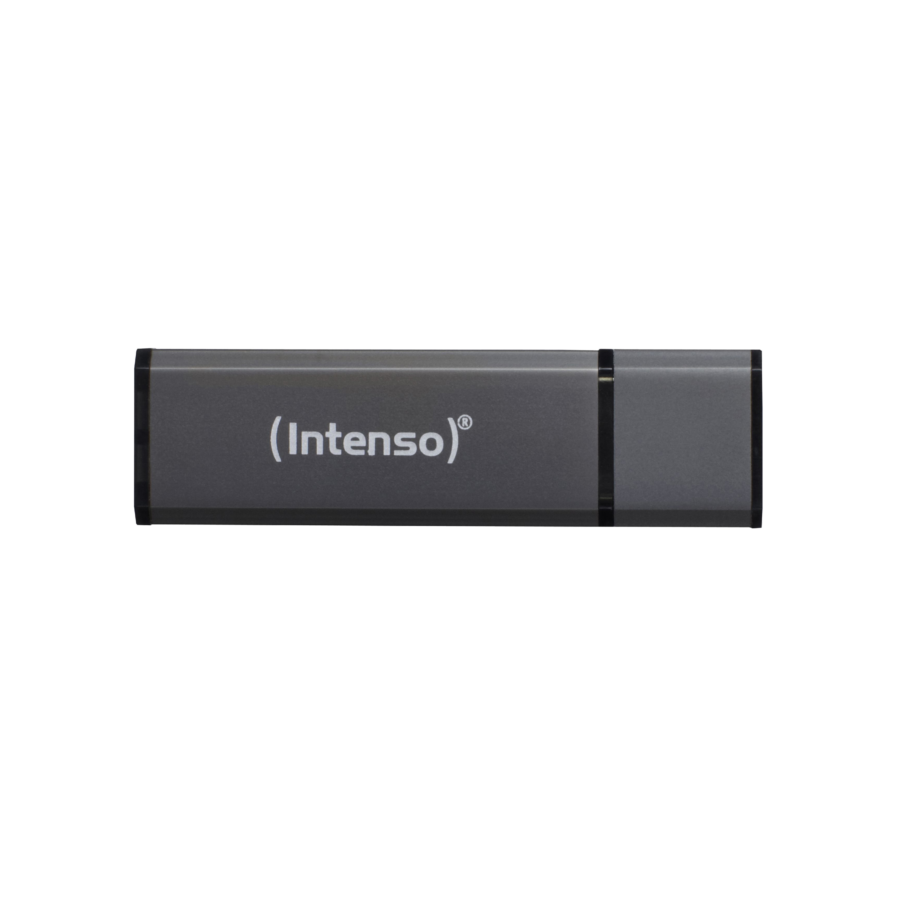Intenso ALU LINE 64 GB - Memoria USB de 64 GB (USB 2.0, escritura 6.5 MB s, lectura 28 MB s, tapa), negro
