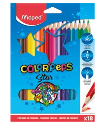 Maped 834012 Estcuche de Cartón Lápices ColorPeps Jumbo Pack de 18 Colores