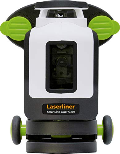 LASERLINER SmartLine-Laser G360 Alcance 30m Consola ajustable Líneas verdes Nivel láser de línea Vertical y 360° en el eje horizontal Orientación automática 