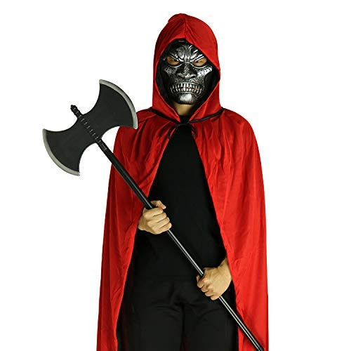 Reversible Negro Rojo Capa para Fiesta de Halloween 140cm ZOEON Capa con Capucha para Fiesta de Disfraces