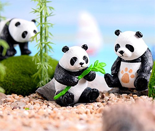 IOSCDH 12 pcs Figuras de Panda Mini Figuras Adornos Jardín Miniatura Jardín Decoración Animal Lindo Panda Miniatura Ornamento Kit para Jardín de Hadas Bonsái Decoración del Hogar 