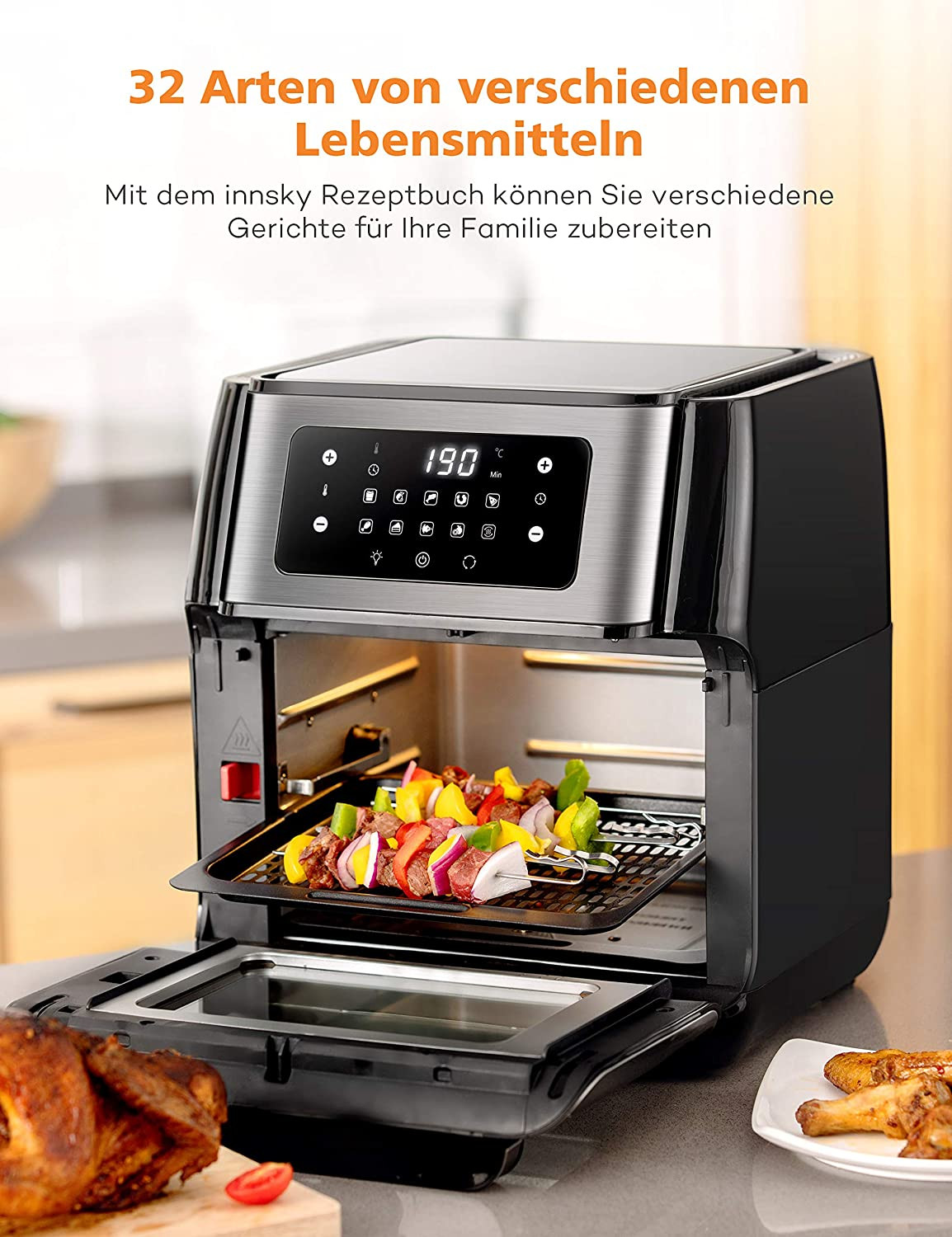 Innsky IS-AF002 (10 L, 1500 W, Mini Horno, Freidora De Aire Caliente 10 ...