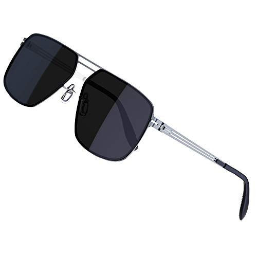 Gafas de sol polarizadas para hombre, marco de inoxidable ligero con UV400 9771 Gun+grey M Reacondicionado