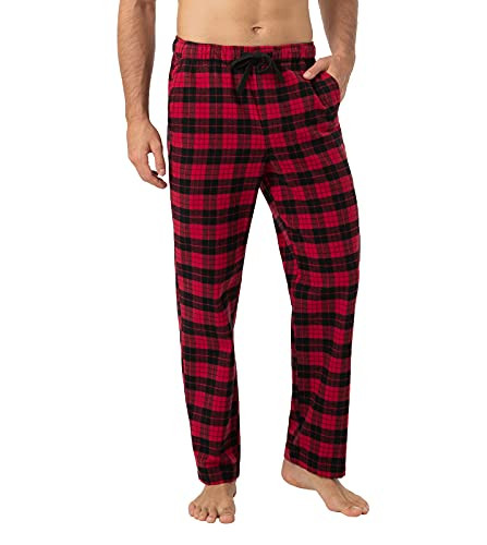 JINSHI Hombre Pijama Pantalones Largos de Algodón Pantalón de Estar a Cuadros Pack 
